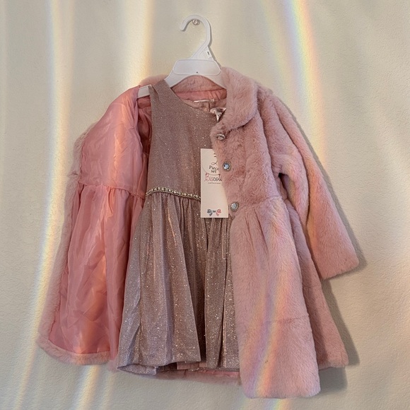 2 PC Set Biscotti Pink Pea Coat w/ Dress - Picture 3 of 11